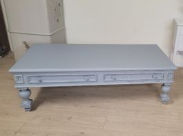 Couchtisch mit Schubladen grau Shabby Chic Stil 2 Schubladen