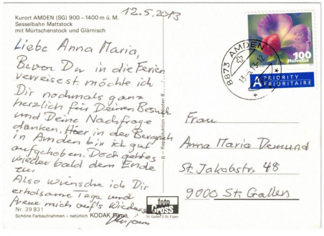 Cartoline postali: Amden - Sessellift – Usato da Binningen venduto da Mountainrider 1