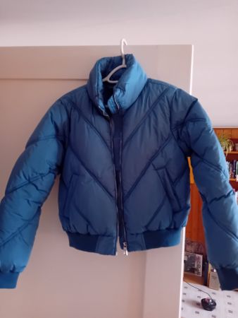 Warme, blaue Vintage Daunenjacke, Grösse S/M, Top Zustand