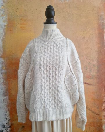 Strickpullover Zopfmuster Crème – Gr. L – Wie NEU!