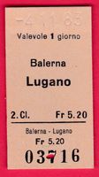 KARTON BILLETT, BALERNA - LUGANO, 2.KLASSE, EINFACH
