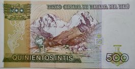Peru 500 Intis 1987 Banknote Geldschein Quinientos Intis