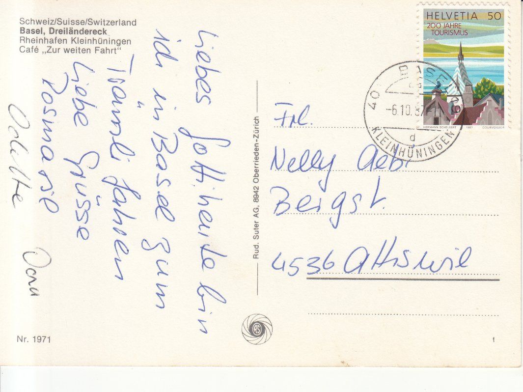 Ansichtskarten: Basel Dreiländereck 1987 – Gebraucht aus Bürglen TG von StampGraf 1