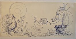 Lill Tschudi Original Zeichnung handsigniert 51x24cm