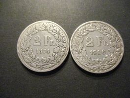 2 x 2 Fr 1874 + 1906 Superbes pièces Qualité Top du Top