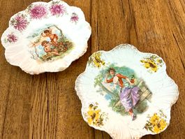 JUGENDSTIL 2 PORZELLAN TELLER AUSTRIA GEMARKT UM 1900