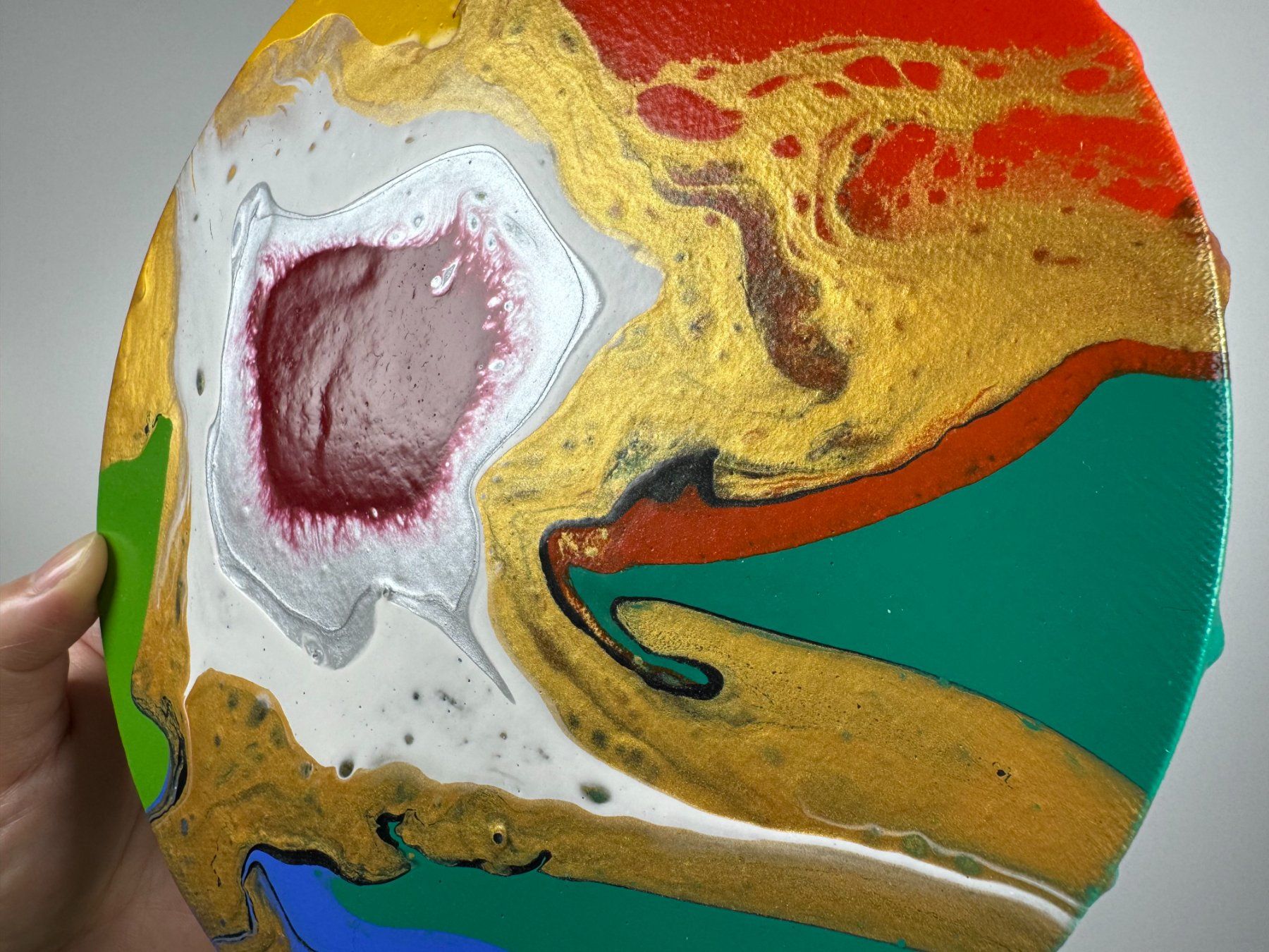 Dipinti: Acryl-Flüssigmalerei, kreisförmig – Usato da Schlieren venduto da MayaSheng1983 1