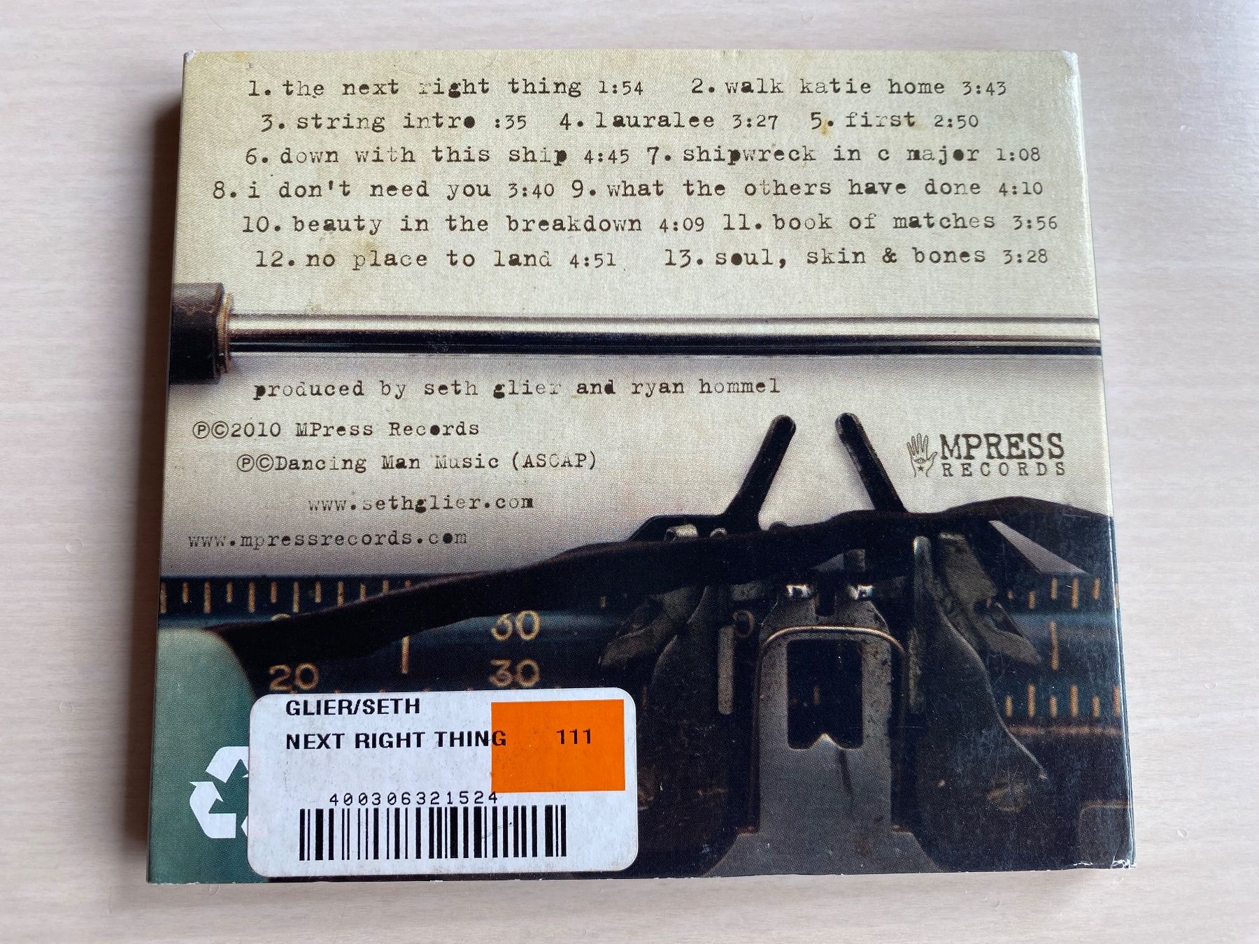 CD: Seth Glier - The Next Right Thing – Usato da Oberried Brienz venduto da Chyara 1