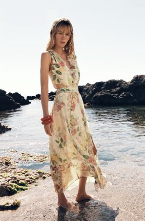 Sommerkleid mit Blumendruck XS/Robe d'été à imprimé floral