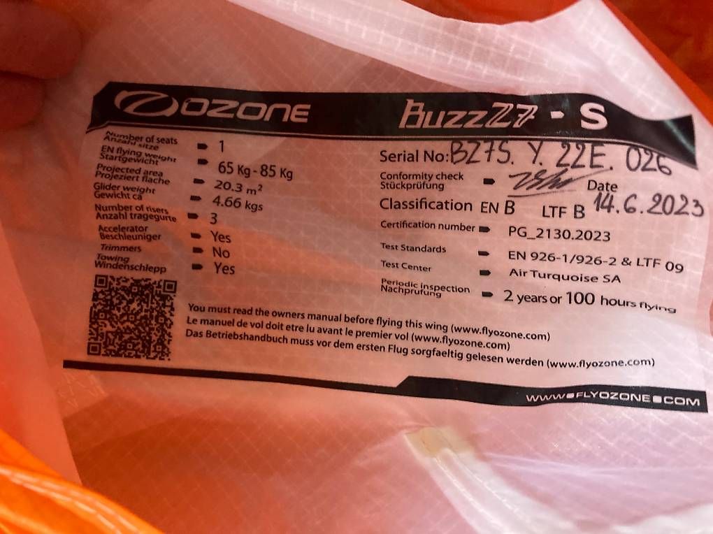 Ozone Flug- & Drachensport: Gleitschirm Ozone Buzz Z7 S – Neu (gemäss Beschreibung) aus Frutigen von Cumulusgeilus 3