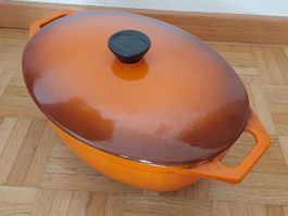 Bräter oval 32 24 orange Gusseisen mit Deckel
