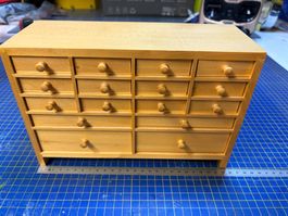 Schmuckkasten aus Holz mit vielen Schubladen gebraucht