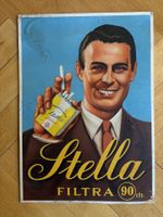 Vintage Stella Filtra Zigaretten, Werbe Kartonschild