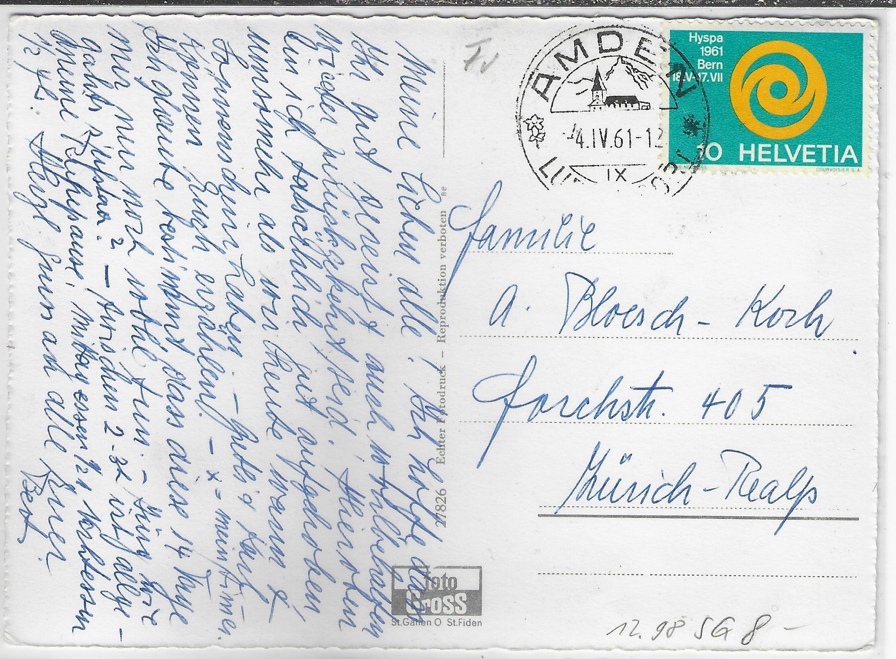 Cartoline postali: Kurhaus "Bellevue" Prot. Ferienheim Amden – Usato da Ettingen venduto da Kartenplanet 1