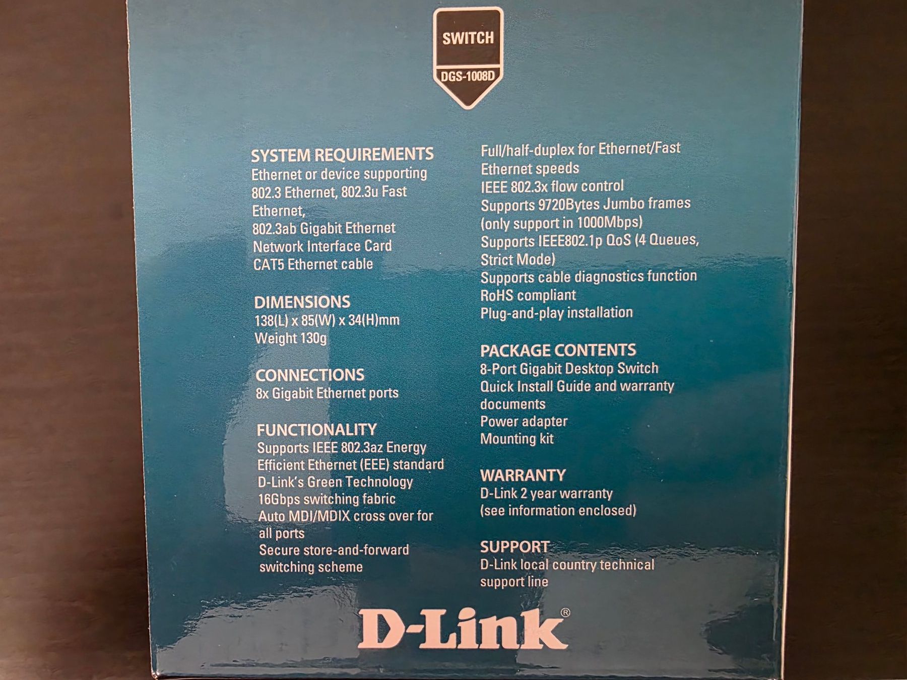Dlink Hub & Switch: D-Link DGS-1008D 8-Port Gigabit Switch Desktop – Nuovo e nell'imballaggio originale da Matzingen venduto da bobadow 2