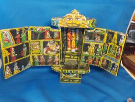 Antiker handbemalter Hinduhaus - Tempel, Miniatur, Holz