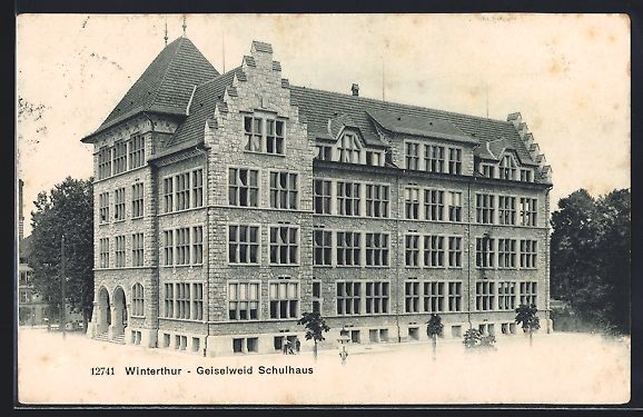 Cartoline postali: AK Winterthur, Geiselwind Schulhaus – Usato da Berlin venduto da bartko-reher
