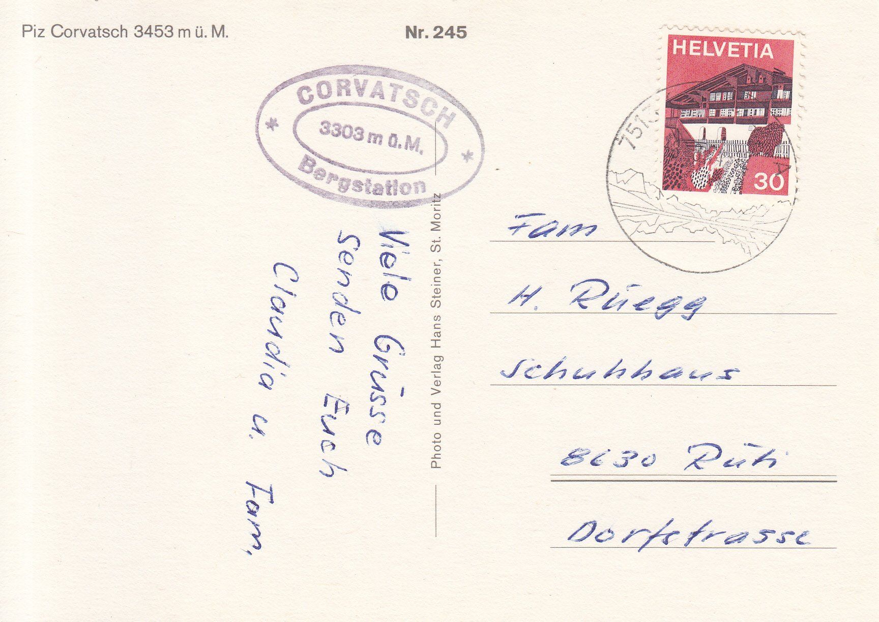 Cartoline postali: Corvatsch 1974 – Usato da Bürglen TG venduto da StampGraf 1