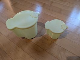 Vintage Tupperware Milchausschenker, gross+klein, gelb