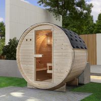 Outdoor Fasssauna Sauna PALERMO120 mit 3,6 kW Ofen