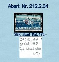 Abart -Marken Nr.212.2.04 SBK Kat 175.-