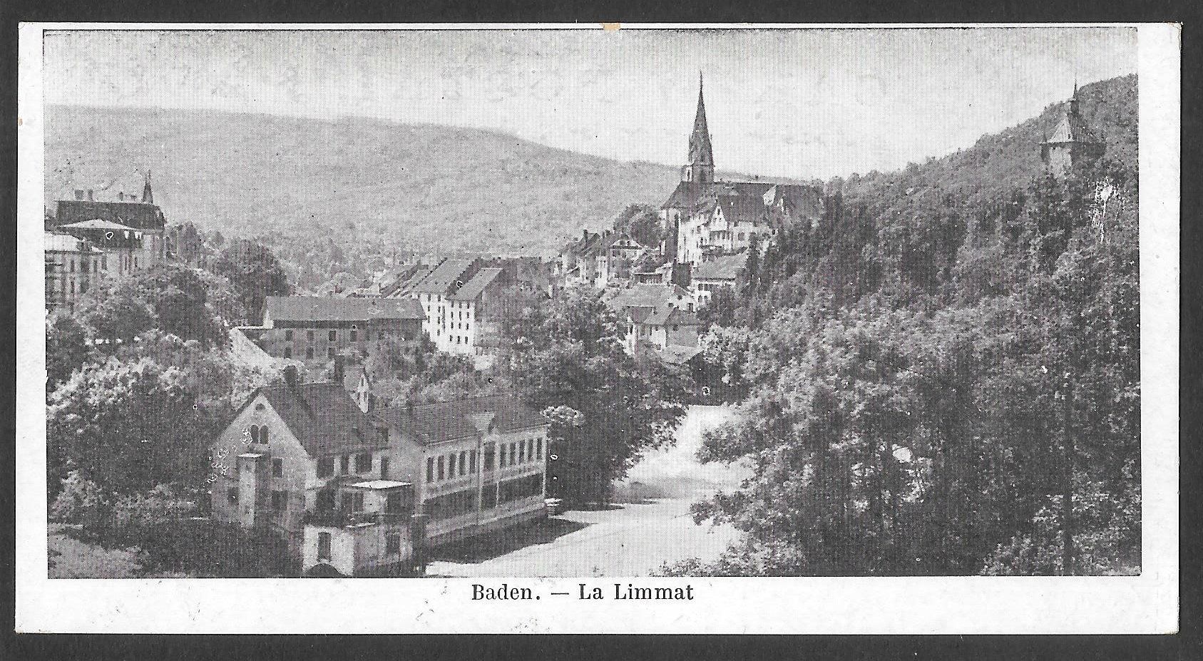 Cartoline postali: Baden Kleinformatige Karte Gesamtansicht mit Limmat – Usato da Olten venduto da clotaldi