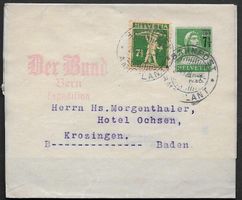 1928 Streifband TELL 71/2+8c. BAHNPOST Nr. 183 selten ab 1.-