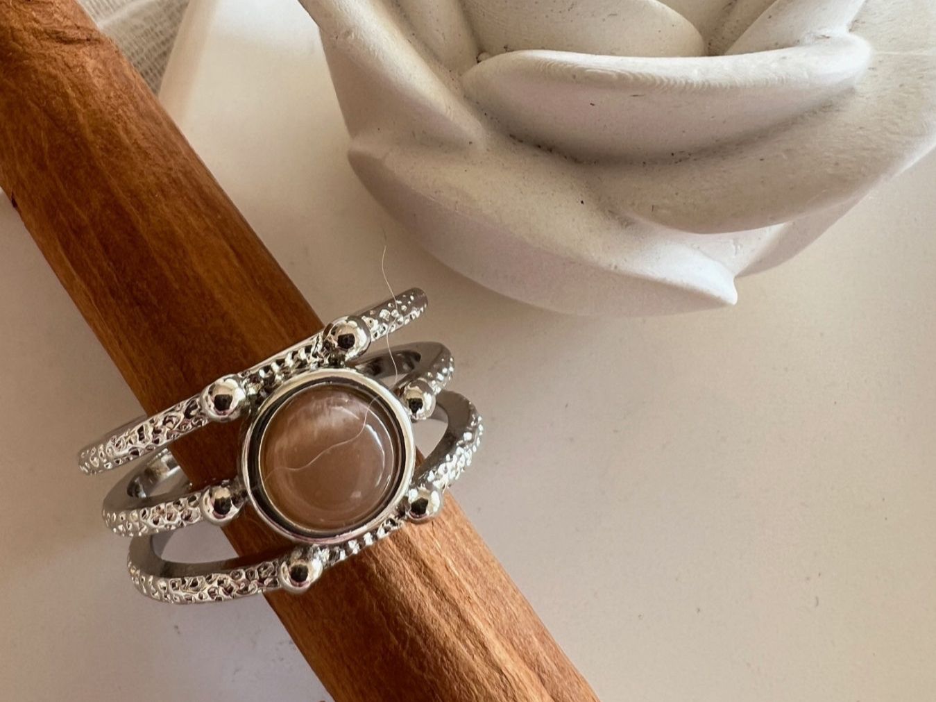 Anelli: Bague avec pierre de soleil - Sonnenstein edelstahlring – Nuovo (secondo la descrizione) da Pully venduto da sunaddict 1