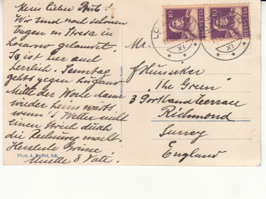Cartoline postali: Locarno Beau Rivage 1931 – Usato da Bürglen TG venduto da StampGraf 1