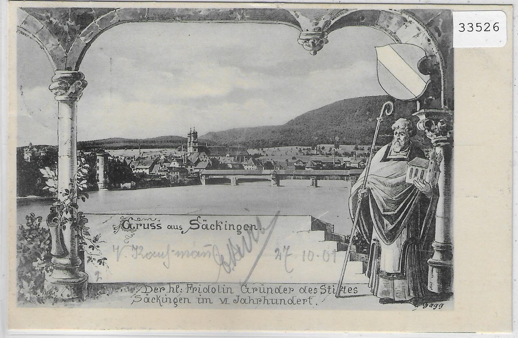 Cartoline postali: Gruss aus Säckingen - Der hl. Fridolin – Usato da Ettingen venduto da Kartenplanet