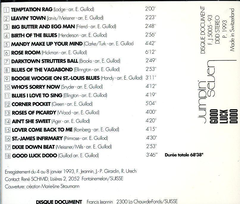CD: CD - JUMPIN' SEVEN Good Luck Dodo (1993) – Usato da Morges venduto da evnocha3 2
