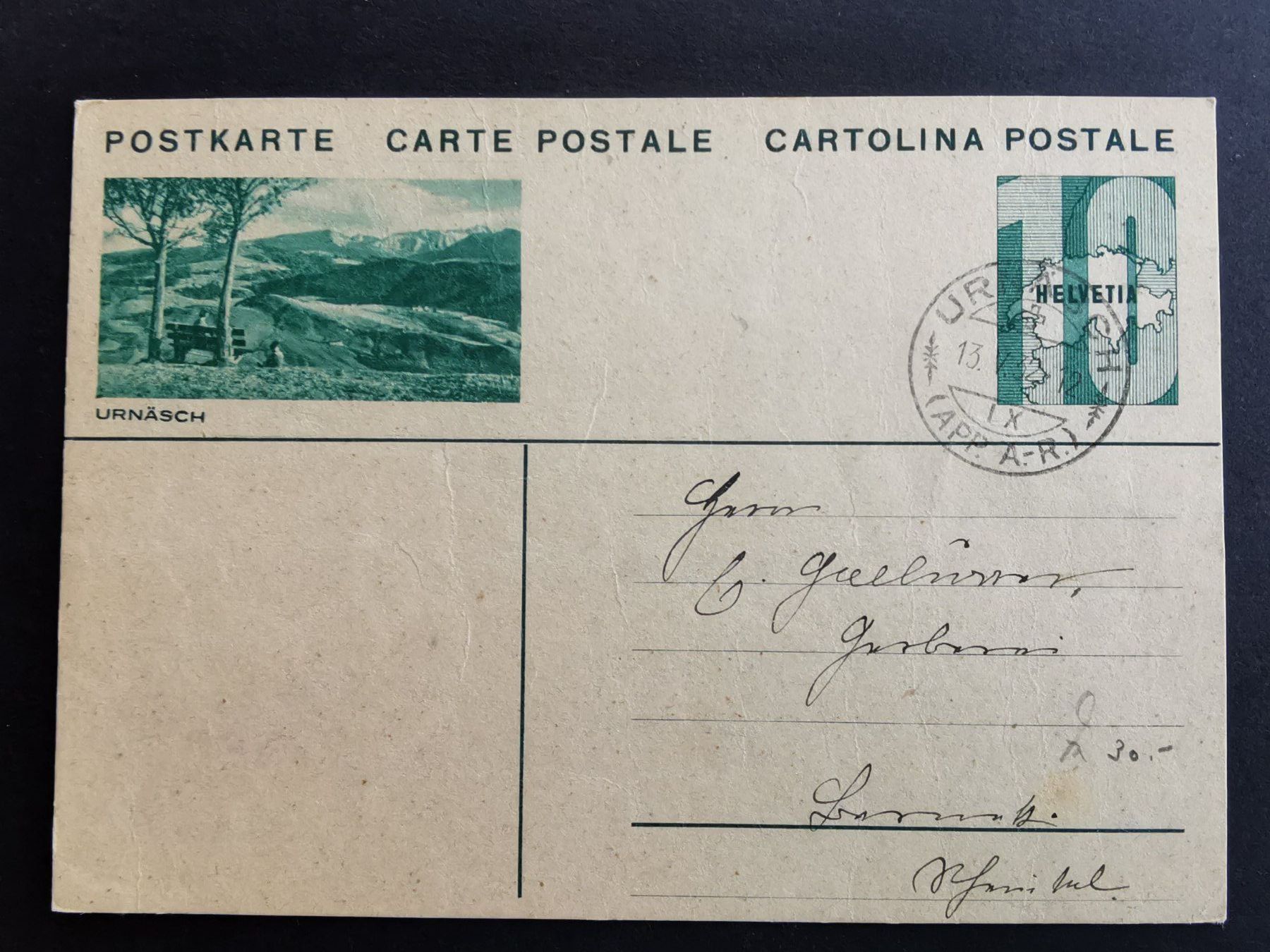 Cartoline postali: Bildpostkarte   Urnäsch  AR   1932   BSU – Usato da Rheineck venduto da kat_7gld
