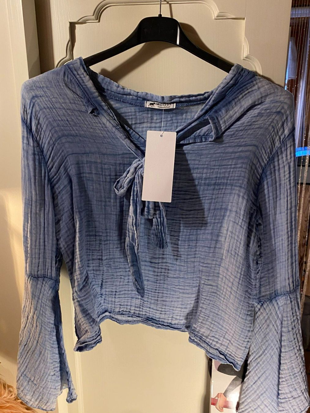Camicette: LANGARM BLUSENKLEID MUSSELINSTOFF,BLUE – Nuovo e nell'imballaggio originale da Meienried venduto da ManuelaBoutique 1