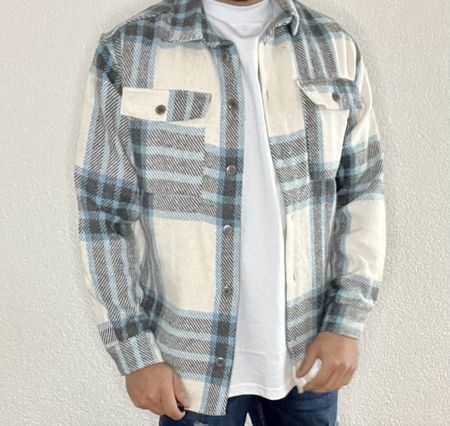 Herren Winterhemd Flanell Gr. M Karo blau weiss