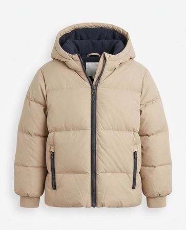 Kinder Pufferjacke beige mit Kapuze Gr. 104