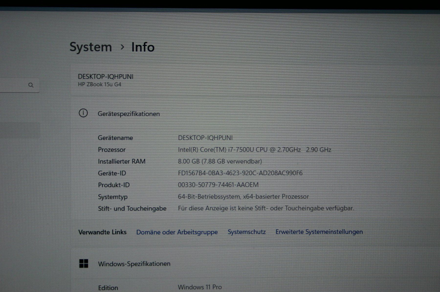Hewlett Packard Notebook: CAD Notebook HP ZBOOK 15u G4 mit Windows 11 – Usato da Stettlen venduto da Bigjm 4