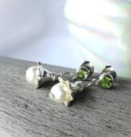 Ohrhänger Blume Silber 925 - Perle - Peridot NEU