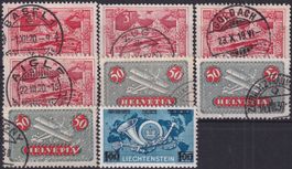 1918: Nr.142+F9 kleines Lot mit 8 sauber gestempelte Marken!