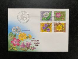 FDC Pro Juventute + Passende 4er Blöcke 1991 ET  **
