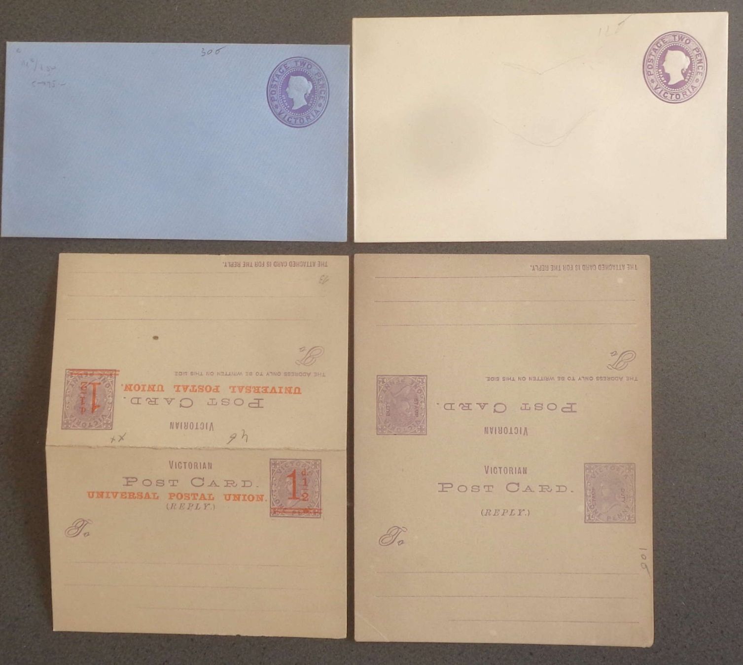 Tutti i francobolli: VICTORIA: 4 postal stationaries, * – Nuovo (secondo la descrizione) da Le Locle venduto da timbrettino