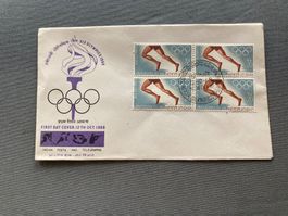 Umschlag XIX Olympische Spiele 1968 Indien Ersttag