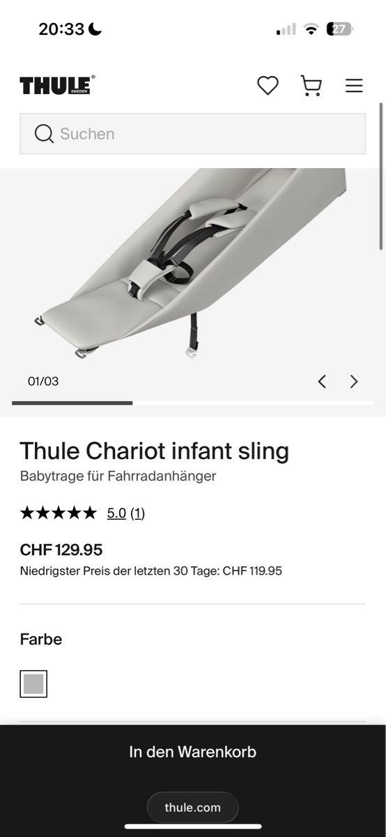 Thule Kinderwagen: Thule Chariot infant sling – Gebraucht aus Zürich von Sophia8004 1