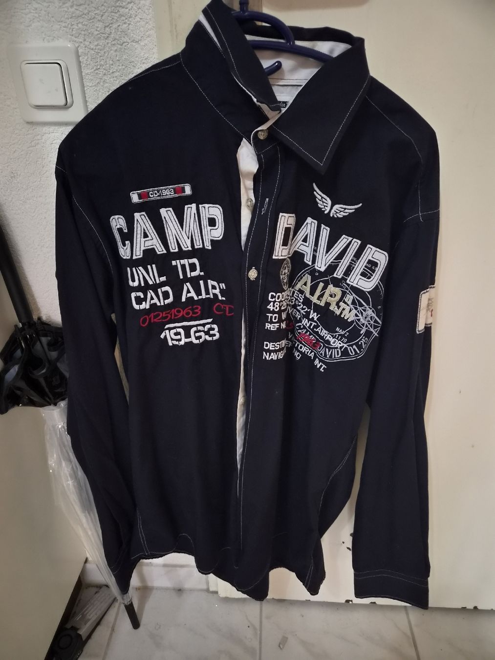 Camicie: Camp David Herren Hemd Gr. XL dunkelblau – Usato da Arlesheim venduto da Gargy79 5