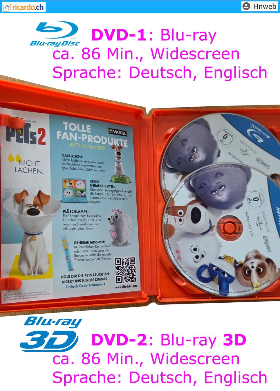 Tutti i DVDs: Blu-ray Disc: PETS 2 inkl. 3D – Usato da Kaisten venduto da Hnweb 1