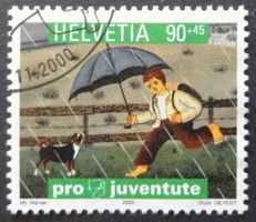 Pro Juventute SBK-Nr. 358 (Knabe mit Schirm 2000) ET-Stempel