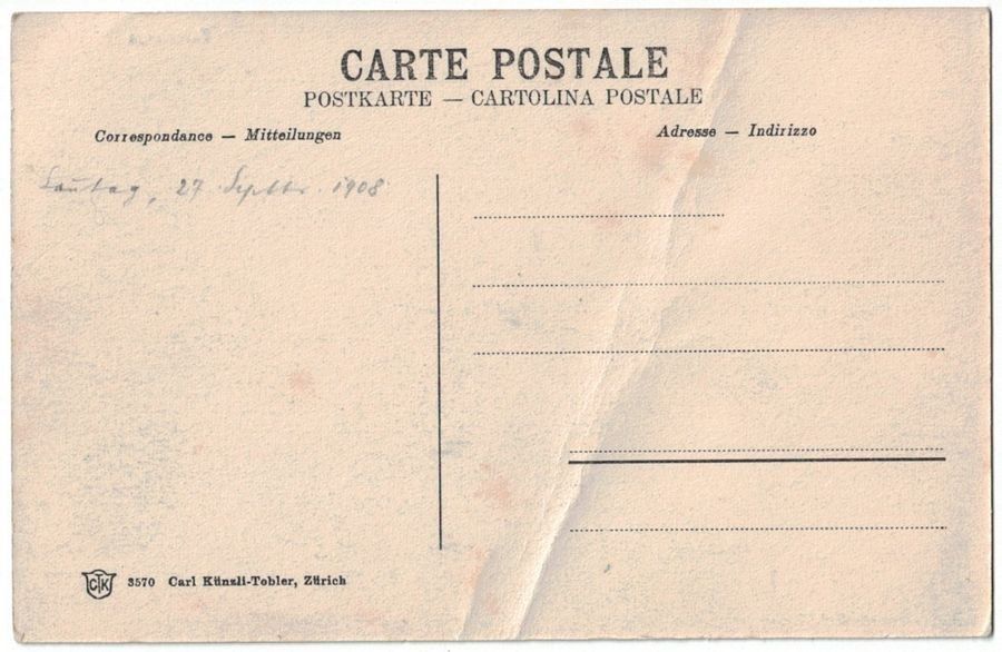 Cartoline postali: Felsenegg mit Zürichsee, datiert 1908 – Usato da Frauenfeld venduto da POML 1