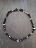 Halskette Onyx mit Bergkristall und Silberelemente