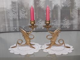 1Paar Gotische Fantasy *Drachen* Figur Messing Kerzenständer