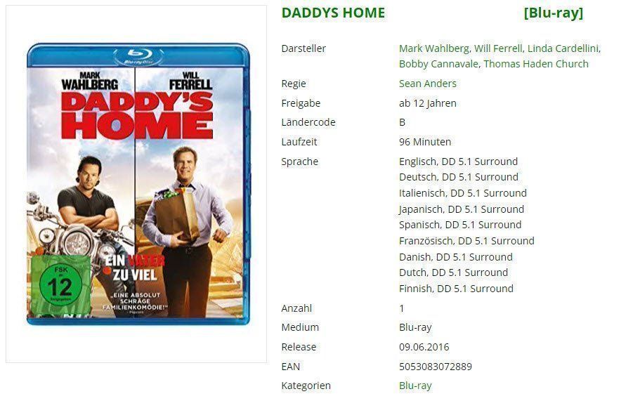 Tutti i DVDs: DADDYS HOME - Bluray – Usato da Buchrain venduto da Sssschaller