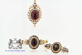 Antikes Set 18K Gold Amethyst Anhänger Brosche Armreif *S867